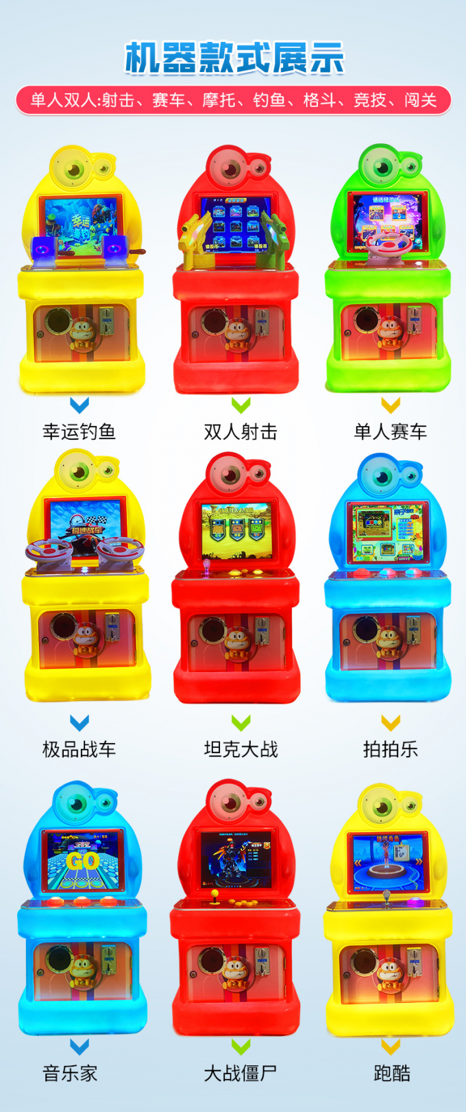Durable Construction Children Game Machine Big Eyes Series 40kg For ...